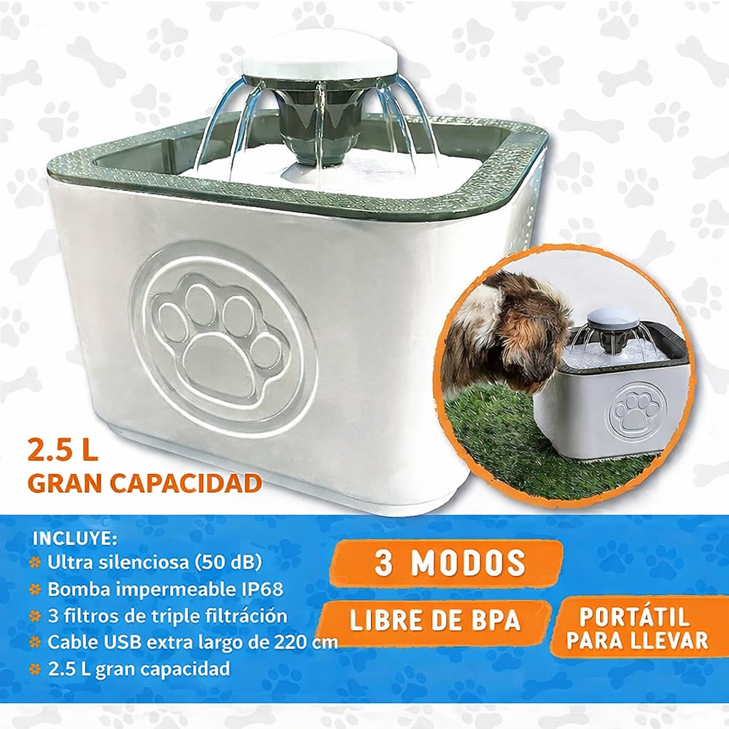 X - Bebedero de mascotas blanco HydroPet Fresh™ – Fuente Inteligente para Perros y Gatos